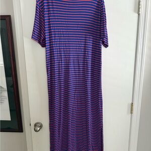 Zara Blue and Red Striped Maxi Dress